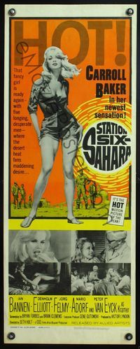 4w597 STATION SIX-SAHARA insert '64 super sexy Carroll Baker is alone with five men in the desert!