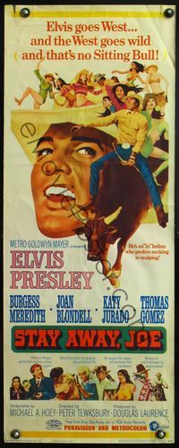 4w598 STAY AWAY JOE insert '68 McGinnis art of Elvis Presley riding bull with lots of sexy girls!