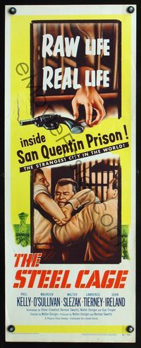 4w599 STEEL CAGE insert '54 Paul Kelly is a criminal inside San Quentin prison, raw life, real life
