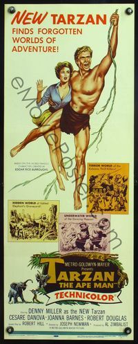 4w642 TARZAN THE APE MAN insert '59 Edgar Rice Burroughs, Denny Miller & sexy Joanna Barnes!