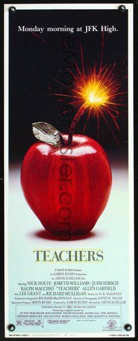 4w645 TEACHERS insert '84 directed by Arthur Hiller, cool image of apple bomb with lit fuse!