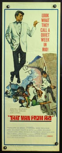 4w657 THAT MAN FROM RIO style A insert '64 L'homme de Rio, suave secret agent Jean-Paul Belmondo!