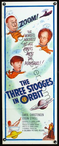 4w666 THREE STOOGES IN ORBIT insert '62 astro-nuts Moe, Larry & Curly-Joe meet the sexy Martians!