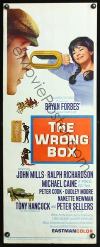 4w740 WRONG BOX insert '66 Michael Caine looks through mail slot at pretty girl, English sex!
