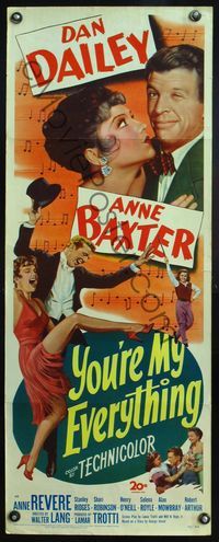 4w745 YOU'RE MY EVERYTHING insert '49 close up photo & artwork of Dan Dailey and Anne Baxter!