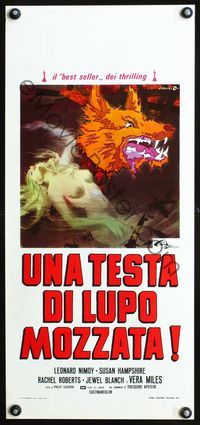 4w762 BAFFLED Italian locandina '72 Leonard Nimoy, cool Cesselon horror art of nude woman, wolf!