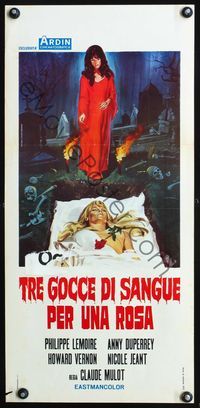 4w771 BLOOD ROSE Italian locandina '72 La rose ecorchee, first sex-horror, wild Piovano artwork!
