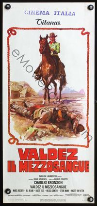 4w784 CHINO Italian locandina '73 Valdez, il mezzosangue, Charles Bronson, cool Ciriello art!