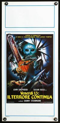 4w822 FRIDAY THE 13th PART V Italian locandina '86 really cool horror artwork of Jason w/chainsaw!