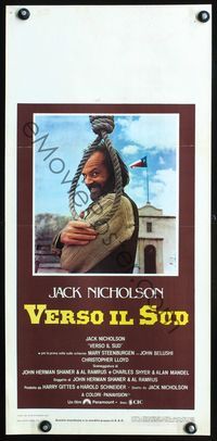 4w830 GOIN' SOUTH Italian locandina '79 image of smiling Jack Nicholson by hanging noose in Texas!