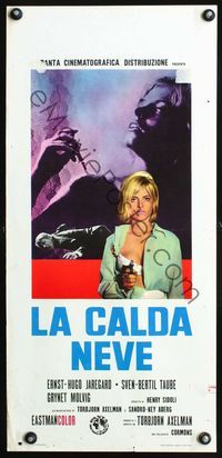4w847 HET SNO Italian locandina '70 crime image of sexy girl w/gun, doing hard drugs!
