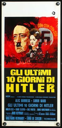 4w849 HITLER: THE LAST TEN DAYS Italian locandina '73 Alec Guinness as Adolf, Kunstmann as Braun!