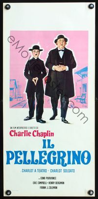 4w855 IMMIGRANT Italian locandina R60s wacky Longi art of religious Charlie Chaplin!