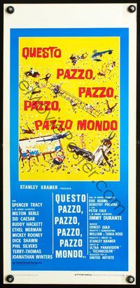 4w858 IT'S A MAD, MAD, MAD, MAD WORLD Italian locandina R70s wacky artwork, Stanley Kramer directed