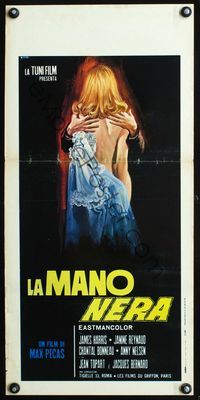 4w864 LA MAIN NOIRE Italian locandina '70 Renato Casaro artwork of sexy woman's back!