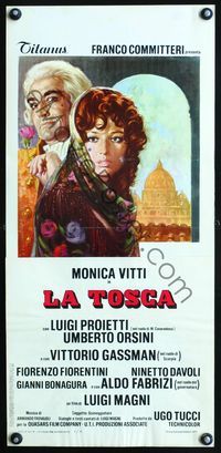 4w865 LA TOSCA Italian locandina '73 art of Monica Vitti, wacky Vittorio Gassman w/rose!