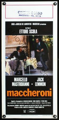 4w882 MACARONI Italian locandina '85 wacky image of Jack Lemmon, Marcello Mastroianni, Maccheroni!