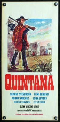 4w922 QUINTANA: DEAD OR ALIVE Italian locandina '69 Deamicis art of Ruggeri w/rifle & wanted poster