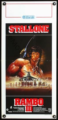 4w924 RAMBO III Italian locandina '88 Casaro art of buff soldier Sylvester Stallone as John Rambo!