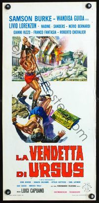 4w930 REVENGE OF URSUS Italian locandina R60s La vendetta di Ursus, cool gladiator fighting art!