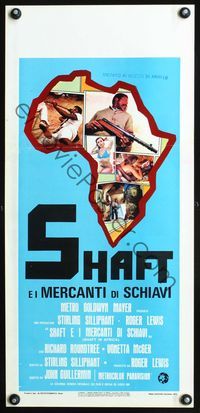 4w945 SHAFT IN AFRICA Italian locandina '73 cool montage art of Richard Roundtree in Africa!