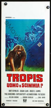 4w951 SKULLDUGGERY Italian locandina '70 Burt Reynolds, Savoretti art of half-man/half-ape beasts!