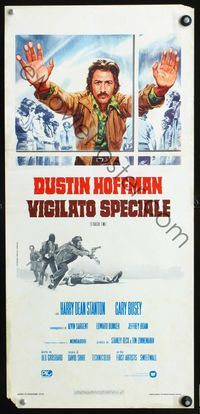 4w955 STRAIGHT TIME Italian locandina '78 cool Piovano art of Dustin Hoffman w/hands on glass!