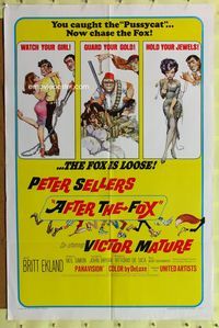 4y030 AFTER THE FOX 1sh '66 Caccia alla Volpe, Peter Sellers, Frank Frazetta art!