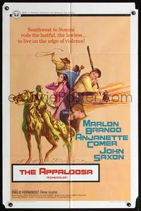 4y048 APPALOOSA 1sh '66 Marlon Brando rode the lustful & lawless to live on the edge of violence!