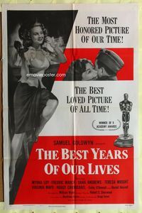 4y074 BEST YEARS OF OUR LIVES style A 1sh R54 directed by William Wyler, sexy Virginia Mayo!