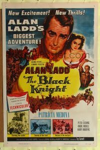 4y090 BLACK KNIGHT 1sh '54 Alan Ladd's biggest adventure, sexy Patricia Medina!