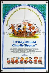 4y114 BOY NAMED CHARLIE BROWN 1sh '70 artwork of Snoopy & the Peanuts gang by Charles M. Schulz!