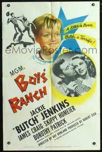 4y117 BOYS' RANCH 1sh '46 art of Butch Jenkins, James Craig, Dorothy Patrick