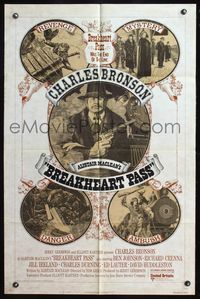 4y121 BREAKHEART PASS 1sh '76 cool art images of Charles Bronson by Des Combes, Alistair Maclean