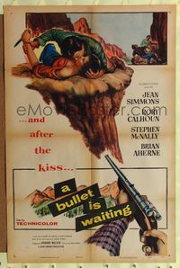 4y130 BULLET IS WAITING 1sh '54 Jean Simmons is trapped with Rory Calhoun & Stephen McNally!