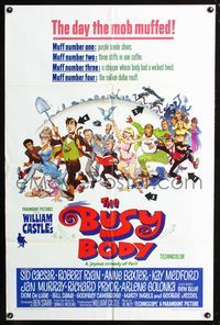 4y132 BUSY BODY 1sh '67 directed by William Castle, great Frank Frazetta artwork!