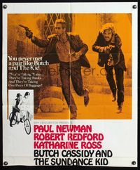 4y133 BUTCH CASSIDY & THE SUNDANCE KID style B 1sh '69 Paul Newman, Robert Redford, Katharine Ross