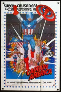 4y141 CAPTAIN AMERICA 1sh '79 cool artwork of Marvel superhero by Tom Wright!