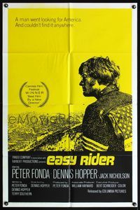 4y253 EASY RIDER 1sh '69 Peter Fonda, motorcycle biker classic directed by Dennis Hopper!