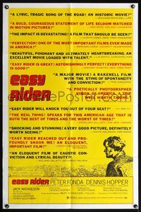 4y254 EASY RIDER style B 1sh '69 Peter Fonda, motorcycle biker classic directed by Dennis Hopper!