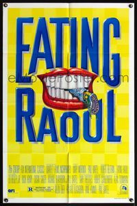 4y258 EATING RAOUL style B 1sh '82 classic Paul Bartel black comedy, great foot-in-mouth art!
