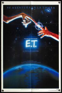 4y248 E.T. THE EXTRA TERRESTRIAL Spanish/U.S. 1sh '82 Steven Spielberg classic, John Alvin art!