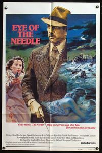 4y270 EYE OF THE NEEDLE int'l 1sh '81 art of Donald Sutherland & Kate Nelligan by R. Graves!