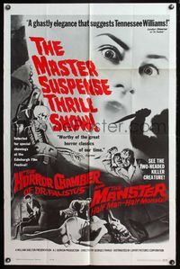 4y272 EYES WITHOUT A FACE/MANSTER 1sh '62 horror double-bill, the master suspense thrill show!