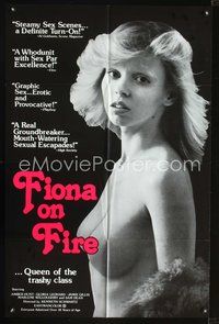 4y280 FIONA ON FIRE 1sh '78 sexy topless Amber Hunt is Queen of the trashy class!