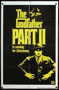 4y321 GODFATHER PART II advance 1sh '74 Al Pacino in Francis Ford Coppola classic crime sequel!