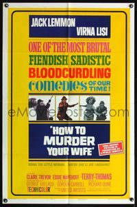 4y378 HOW TO MURDER YOUR WIFE 1sh style B '65 Jack Lemmon, Virna Lisi, the most sadistic comedy!