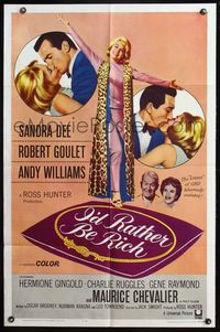4y393 I'D RATHER BE RICH 1sh '64 Sandra Dee, Robert Goulet, Andy Williams, Maurice Chevalier