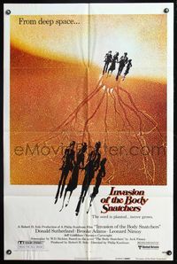 4y411 INVASION OF THE BODY SNATCHERS advance 1sh '78 Kaufman classic remake of space invaders!