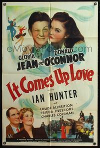 4y428 IT COMES UP LOVE 1sh '42 pretty Gloria Jean cheek-to-cheek with winking Donald O'Connor!